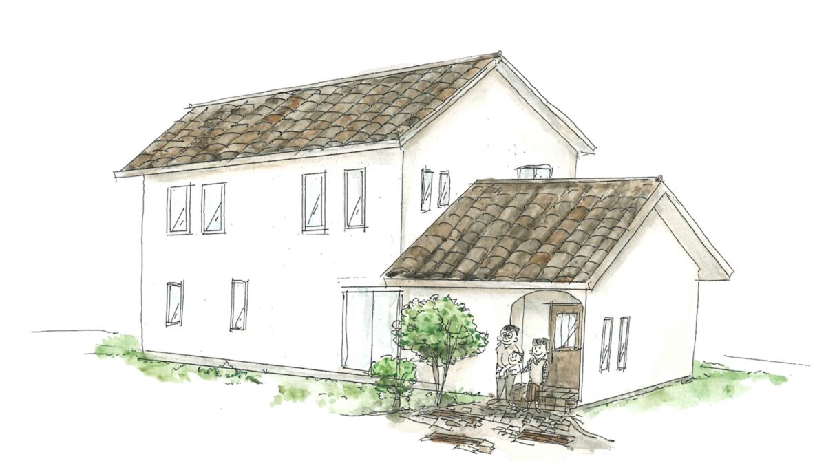 やさしい色合いのカプチーノの家